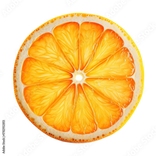 Single Juicy Orange Slice with Realistic Detail Isolated on Transparent Background