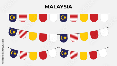 Malaysia Garland Bunting with Rounded Flags in National Colors
