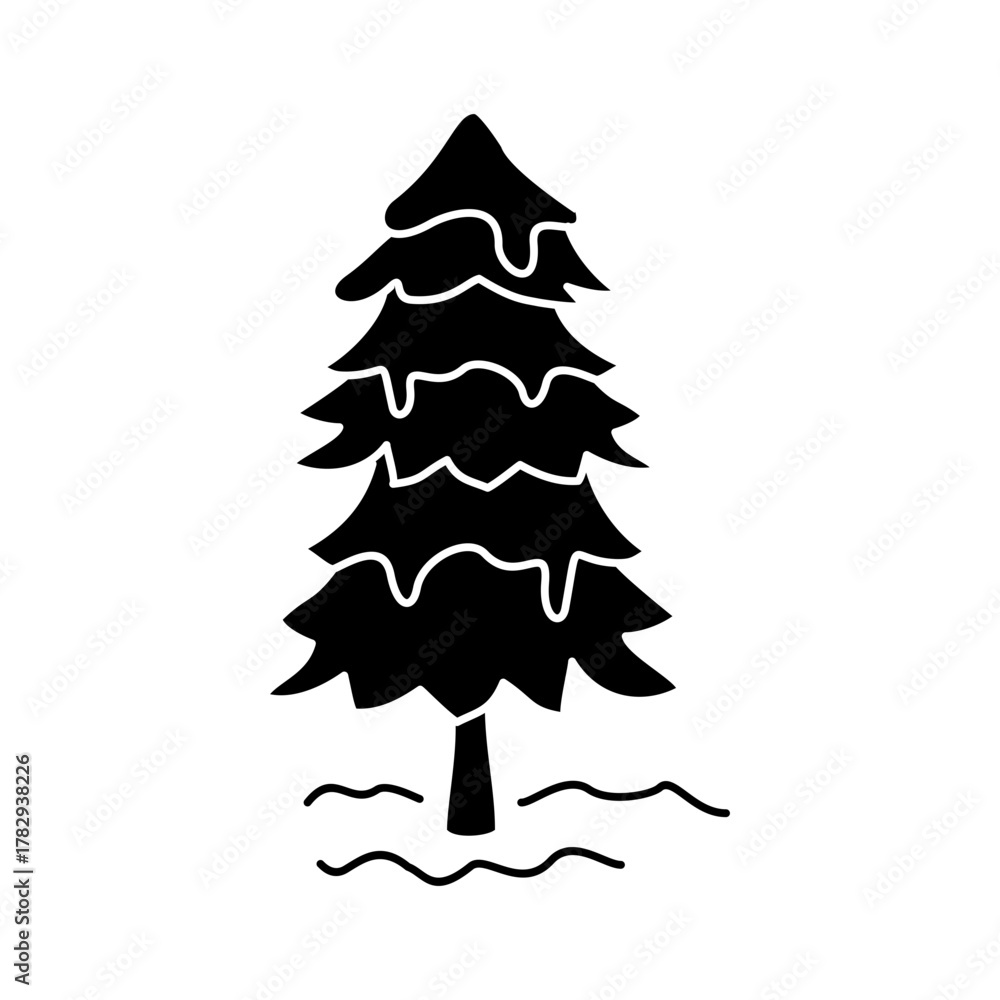 Obraz premium Pine Tree Icon Black