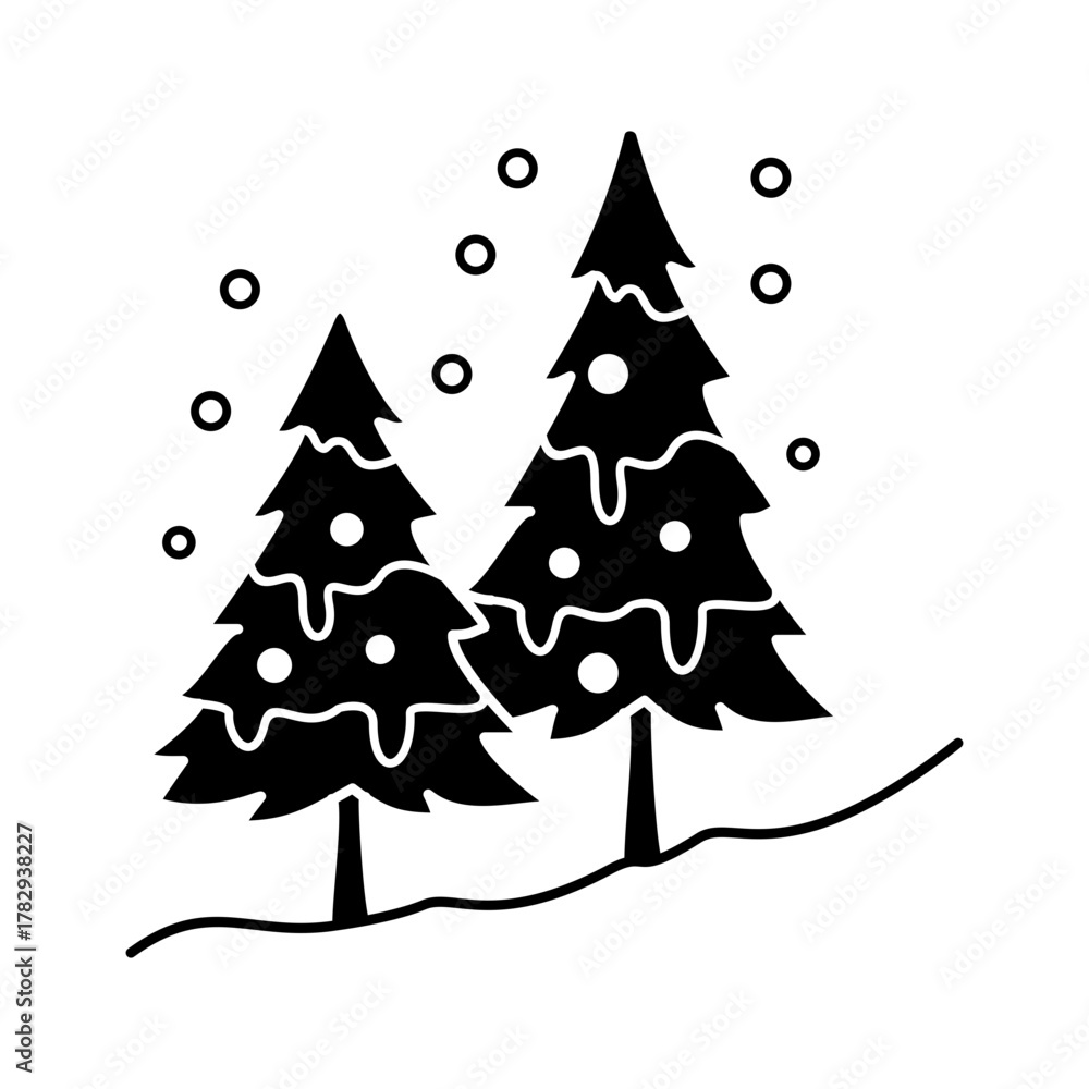Obraz premium Pine Tree Icon Black