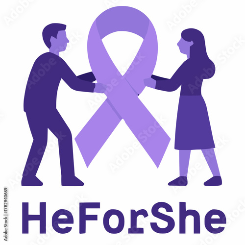 HeForShe Purple Ribbon Ally Graphic