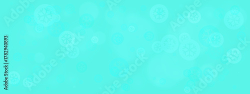Dreamy cyan background with faint circular snowflake motifs and gentle bokeh blur, perfect for festive winter themes