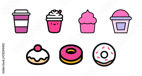 cute Drinks & Donuts Café Aesthetic Pack
