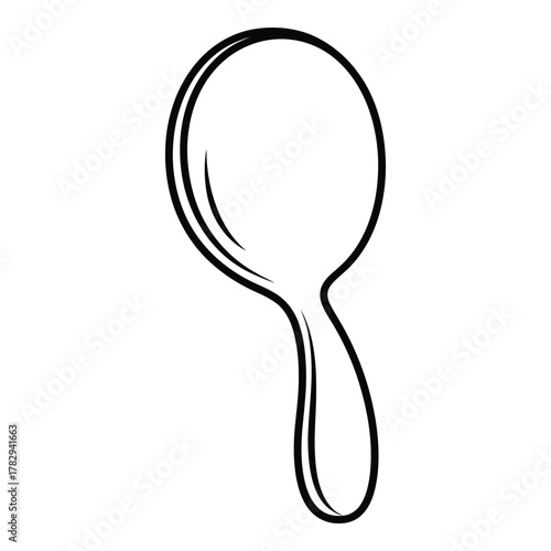 Handheld mirror illustration in simple black and white design style
