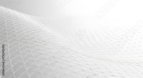 Abstract white mesh surface with flowing geometric pattern background
