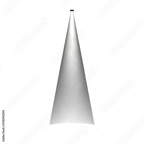 A single spotlight beam shines brightly against a dark background