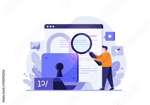 Cybersecurity Analysis Illustration Secure Data Protection and Digital Privacy Investigation