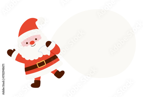 vector illustration of Santa Claus with Christmas gift bag