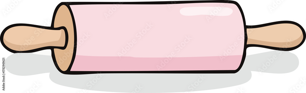 Fototapeta premium cartoon hand drawing of pink rolling pin