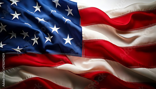 Waving American Flag with Vivid Colors and Detailed Fabric Texture