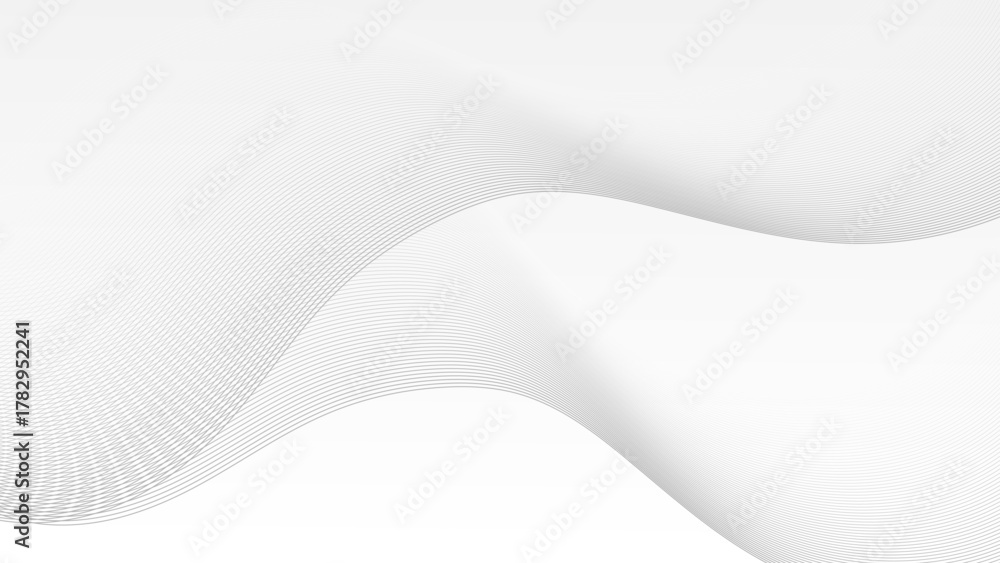 Fototapeta premium Abstract grey wave lines. Vector illustration. Shiny moving lines design element. Technology abstract lines on white background. Gray wave curve lines abstract background. Modern backdrop design.