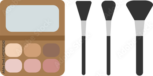 Makeup Palette with Brushes and Mirror Illustration Collection