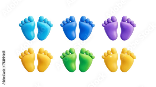 set of colorful cartoon feet