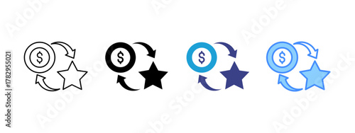 Exchange  icon set multiple style collection