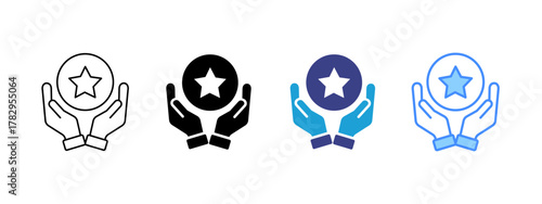 Hands icon set multiple style collection