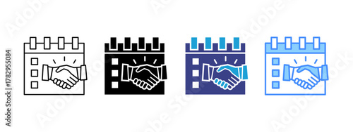 Handshake icon set multiple style collection