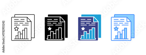 Reports icon set multiple style collection
