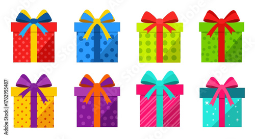 Colorful Gift Boxes with Ribbons and Bows for Celebrations and Special Occasions