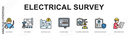 Electrical Survey Modern and clean web banner illustration featuring thematic icons for visual communication