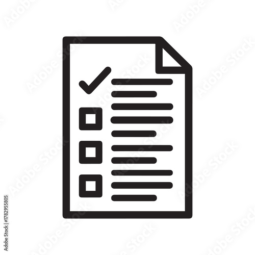 Checklist Form Icon with Checkmark and Blank Boxes Black Outline