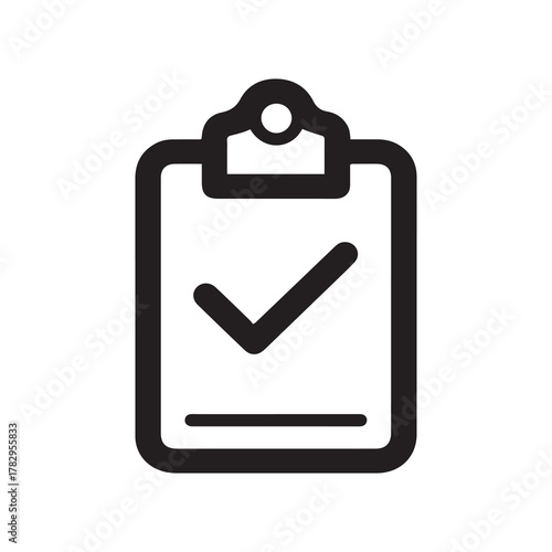 Clipboard With Check Mark Icon In Black and White