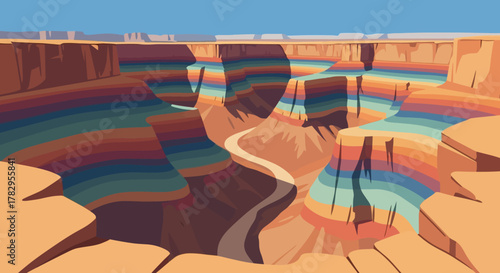 Colorful Grand Canyon Landscape with Rainbow Reflections.