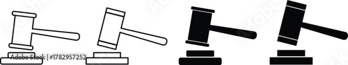 Collection of gavel icons representing justice and law