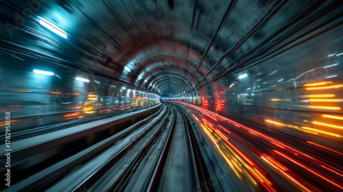 A train is traveling through a tunnel