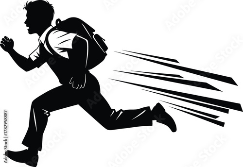 Fast Running Silhouette Vector with Dynamic Speed EffectFast Running Silhouette Vector with Dynamic Speed Effect