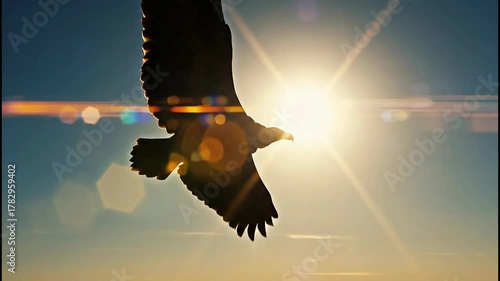 Eagle Soaring Towards the Sun A Symbol of Freedom and Hope.