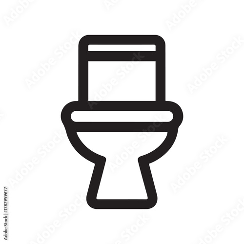 Toilet Icon Simple Black and White Sanitary Fixture Symbol Outline