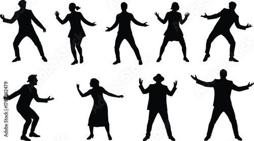 Expressive silhouette, emotional gesture, dramatic pose, human reaction, black figure, body language, frustration stance, theatrical movement, nonverbal communication, character art