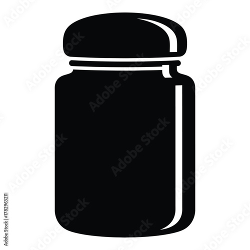 Silhouette of a jar with a lid on a white background