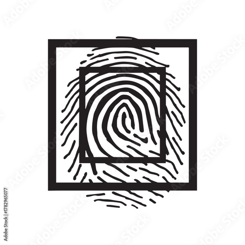 Abstract Maze Fingerprint Design Showing Discovery Structure and Modern Symbolism