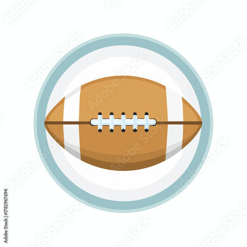 American Football Illustration in Circle Frame.