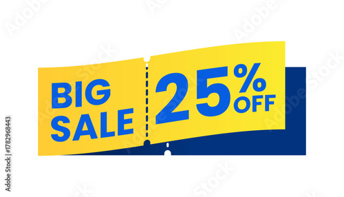 Vibrant Yellow and Blue Big Sale 25% Discount Coupon