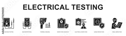 Electrical Testing Modern and clean web banner illustration featuring thematic icons for visual communication