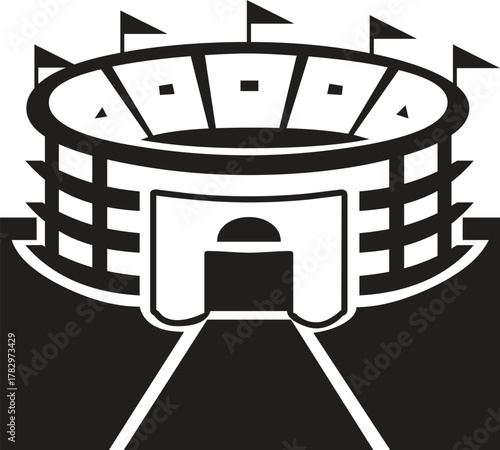 Stadium with Flags and Entrance arena sports