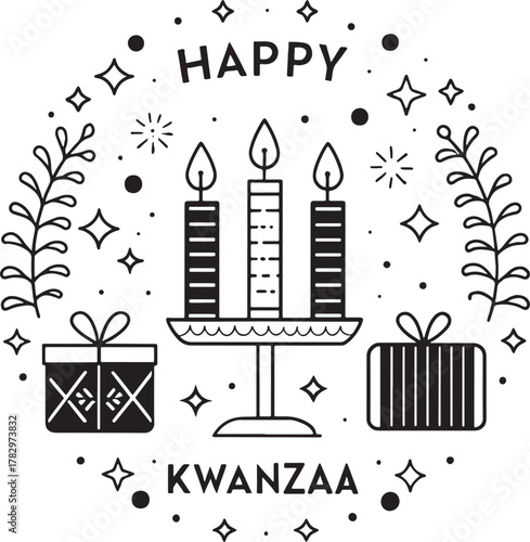 Happy Kwanzaa celebration with lit candles gifts and decorative elements kwanzaa african culture holiday