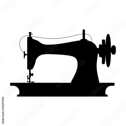 Silhouette of a vintage sewing machine classic style
