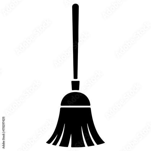 Black broom silhouette for cleaning and sweeping