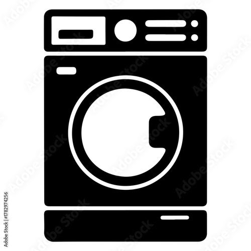 Black and white vector illustration of a washing machine