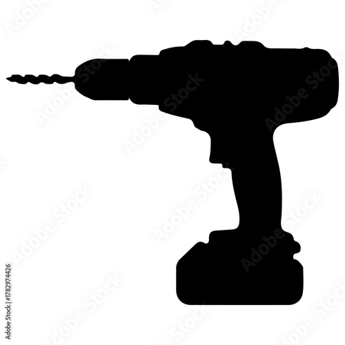 Silhouette of a cordless drill, tool for repair