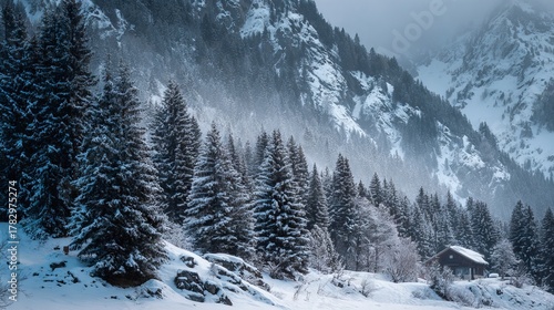 Snowy forest on xmas