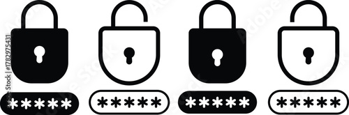  lock icon collection set locked icon symbol sign, transparent background,
