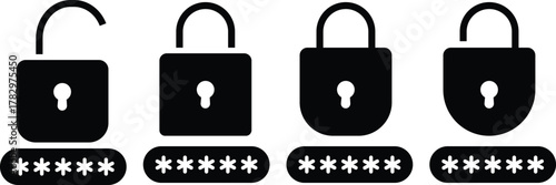  lock icon collection set locked icon symbol sign, transparent background,
