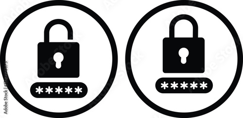 lock vector icon set. security icon symbol lock and unlock icon collection, access control and protection illustration,