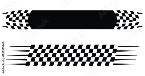 Racing stripe and race flag vector bundle with checkered flag designs, sport car decals, and dynamic graphic elements for motorsport and custom vehicle projects