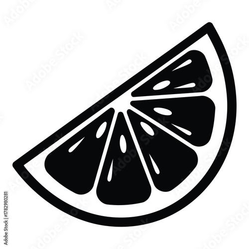 Stylized Orange Citrus Fruit Slice Illustration in Black and White