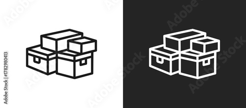 Supply Boxes Outline Icon In Black And White Filled Style
